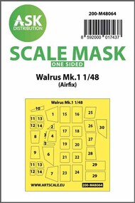  ASK/Art Scale  1/48 Supermarine Walrus Mk.I canopy frame paint masks outside only 200-M48064