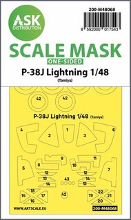 Lockheed P-38J Lightning wheels and canopy frame paint masks outside only OUT OF STOCK IN US, HIGHER PRICED SOURCED IN EUROPE #200-M48068