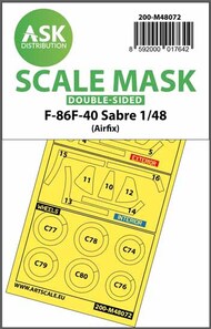  ASK/Art Scale  1/48 North-American F-86F-40 Sabre wheels and canopy frame paint masks (inside and outside) 200-M48072