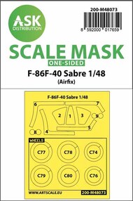 North-American F-86F-40 Sabre wheels and canopy frame paint masks outside only OUT OF STOCK IN US, HIGHER PRICED SOURCED IN EUROPE #200-M48073