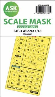  ASK/Art Scale  1/48 Grumman F4F-3 Wildcat wheels and canopy frame paint masks (inside and outside) OUT OF STOCK IN US, HIGHER PRICED SOURCED IN EUROPE 200-M48077