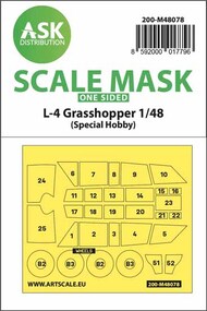 Piper L-4 Grasshopper canopy frame paint mask outside only OUT OF STOCK IN US, HIGHER PRICED SOURCED IN EUROPE #200-M48078