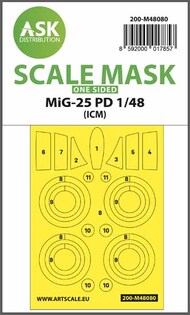  ASK/Art Scale  1/48 Mikoyan MiG-25PD wheels and canopy frame paint mask outside only 200-M48080