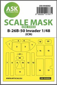  ASK/Art Scale  1/48 Douglas B-26B-50 Invader canopy frame paint mask outside only 200-M48082
