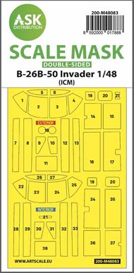  ASK/Art Scale  1/48 Douglas B-26B-50 Invader canopy frame paint masks (inside and outside) 200-M48083