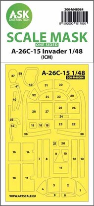  ASK/Art Scale  1/48 Douglas A-26C-15 Invader canopy frame paint masks outside only 200-M48084