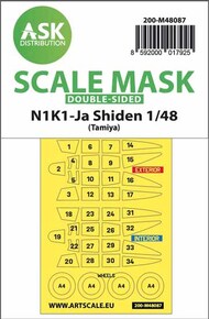  ASK/Art Scale  1/48 Kawanishi N1K1-Ja Shiden wheels and canopy frame paint masks (inside and outside) 200-M48087