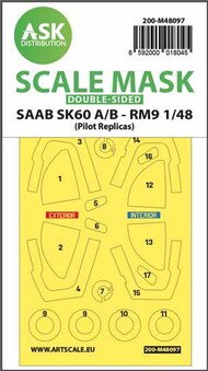  ASK/Art Scale  1/48 SAAB SK60A/B - RM9 wheels and canopy frame paint masks (inside and outside) 200-M48097