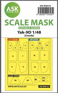  ASK/Art Scale  1/48 Yakovlev Yak-9D canopy frame paint masks (inside and outside) 200-M48101