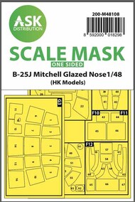  ASK/Art Scale  1/48 B-25J Mitchell one-sided mask self-adhesive pre-cutted for HK Models 200-M48108