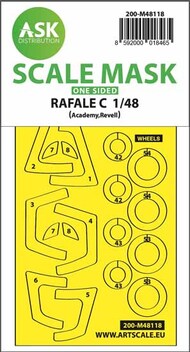  ASK/Art Scale  1/48 Dassault Rafale C  wheels and canopy paint mask outside only OUT OF STOCK IN US, HIGHER PRICED SOURCED IN EUROPE 200-M48118