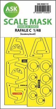 Dassault Rafale C wheels and canopy frame paint masks (inside and outside) #200-M48119