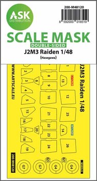  ASK/Art Scale  1/48 J2M3 Raiden one-sided self adhesive masks for clear parts and masks for the wheels 200-M48120