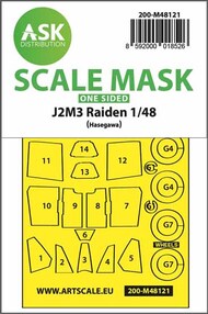  ASK/Art Scale  1/48 J2M3 Raiden one-sided self adhesive masks for clear parts and masks for the wheels 200-M48121