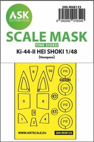  ASK/Art Scale  1/48 Nakajima Ki-44-II HEI SHOKI one-sided self adhesive masks for clear parts and masks for the wheels 200-M48123