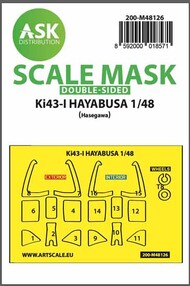  ASK/Art Scale  1/48 Nakajima Ki-43-I double-sided self adhesive masks for clear parts and masks for the wheels 200-M48126