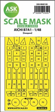  ASK/Art Scale  1/48 AICHI B7A1 double-sided self adhesive masks for clear parts and masks for the wheels 200-M48128