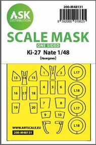  ASK/Art Scale  1/48 Nakajima Ki-27 Nate one-sided self adhesive masks for clear parts and masks for the wheels 200-M48131
