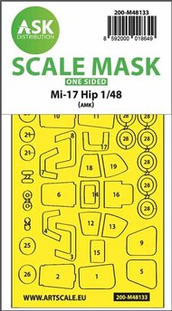  ASK/Art Scale  1/48 Mil Mi-17 Hip one-sided self adhesive masks for clear parts and masks 200-M48133