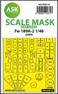  ASK/Art Scale  1/48 Focke-Wulf Fw.189A-2 single-sided express mask OUT OF STOCK IN US, HIGHER PRICED SOURCED IN EUROPE 200-M48135