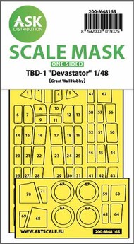  ASK/Art Scale  1/48 Douglas TBD-1 Devastator one-sided fit express mask OUT OF STOCK IN US, HIGHER PRICED SOURCED IN EUROPE 200-M48165