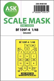  ASK/Art Scale  1/48 Messerschmitt Bf.109F-4 canopy frame paint mask (outside only) 200-M48180