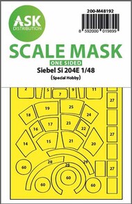  ASK/Art Scale  1/48 Siebel Si.204E wheels and canopy frame paint mask (outside only) 200-M48192