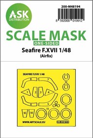  ASK/Art Scale  1/48 Supermarine Seafire F.XVII wheels and canopy frame paint mask (outside only) 200-M48194