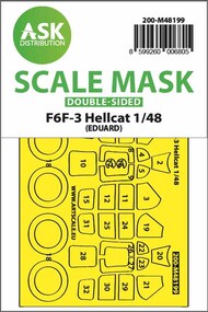  ASK/Art Scale  1/48 Grumman F6F-3 Hellcat wheels and canopy frame paint mask (inside and outside) 200-M48199
