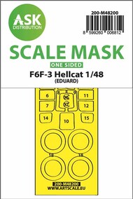  ASK/Art Scale  1/48 Grumman F6F-3 Hellcat wheels and canopy frame paint mask (outside only) 200-M48200