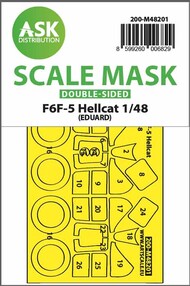  ASK/Art Scale  1/48 Grumman F6F-5 Hellcat wheels and canopy frame paint mask (inside and outside) 200-M48201