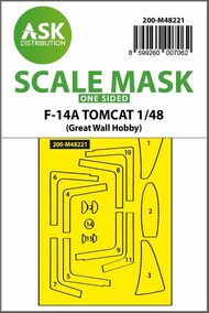  ASK/Art Scale  1/48 Grumman F-14A Tomcat canopy frame paint mask (outside only) 200-M48221