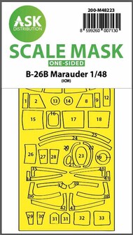 Martin B-26B Marauder canopy frame paint mask (outside only) #200-M48223