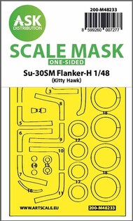  ASK/Art Scale  1/48 Sukhoi Su-30SM Flanker H wheels and canopy frame paint mask (outside only) (designed to be used with Kitty Hawk models kits) 200-M48233