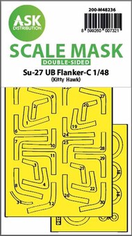 Suchoj Su-27UB Flanker-C wheels and canopy frame paint mask (inside and outside) #200-M48236