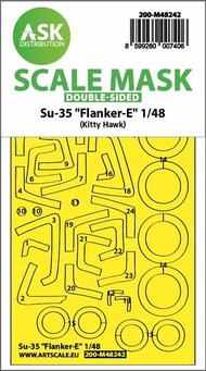  ASK/Art Scale  1/48 Sukhoi Su-35 Flanker-E wheels and canopy frame paint mask (inside and outside) 200-M48242