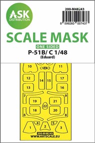  ASK/Art Scale  1/48 North-American P-51B/C Mustang canopy frame paint mask (outside only) 200-M48243