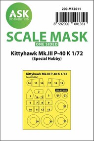  ASK/Art Scale  1/72 Curtiss Kittyhawk Mk.III P-40K Kabuki wheels and canopy masks (outside only) OUT OF STOCK IN US, HIGHER PRICED SOURCED IN EUROPE 200-M72011