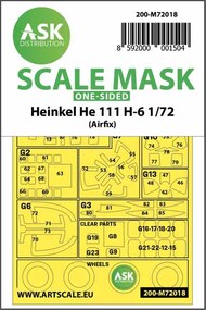  ASK/Art Scale  1/72 Heinkel He.111H-6 Kabuki wheels and canopy masks (outside only) 200-M72018