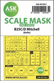 ASK/Art Scale  1/72 North-American B-25C/D Mitchell Kabuki wheels and canopy masks (outside only) 200-M72021
