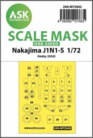  ASK/Art Scale  1/72 Nakajima J1N1-S wheels and canopy frame paint masks (outside only) 200-M72042
