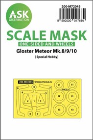 Gloster Meteor Mk.8/9/10 wheels and canopy frame paint masks (outside only) #200-M72045