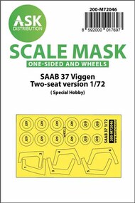  ASK/Art Scale  1/72 SAAB 37 Viggen double seater wheels and canopy frame paint masks (outside only) 200-M72046