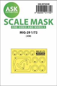  ASK/Art Scale  1/72 Mikoyan MiG-29 wheels and canopy frame paint masks (outside only) OUT OF STOCK IN US, HIGHER PRICED SOURCED IN EUROPE 200-M72048