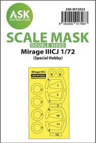  ASK/Art Scale  1/72 Dassault Mirage IIICJ wheels and canopy frame paint masks inside and outside 200-M72053