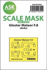  ASK/Art Scale  1/72 Gloster Meteor F.8 canopy frame paint masks (outside only) 200-M72065