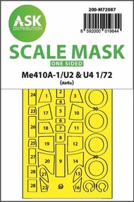  ASK/Art Scale  1/72 Messerschmitt Me.410A-1/U2 & U4 external one-sided self-adhesive fit mask OUT OF STOCK IN US, HIGHER PRICED SOURCED IN EUROPE 200-M72087