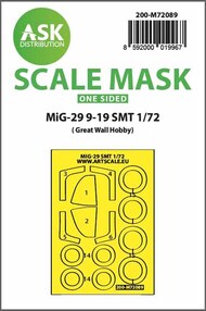 ASK/Art Scale  1/72 Mikoyan MiG-29 9-19 SMT external one-sided self-adhesive fit mask OUT OF STOCK IN US, HIGHER PRICED SOURCED IN EUROPE 200-M72089