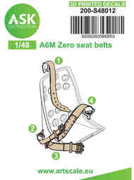  ASK/Art Scale  1/48 Mitsubishi A6M Zero seat belts - 3D printed decals - Pre-Order Item 200-S48012