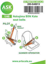  ASK/Art Scale  1/48 Nakajima B5N Kate seat belts - 3D printed decals - Pre-Order Item 200-S48013